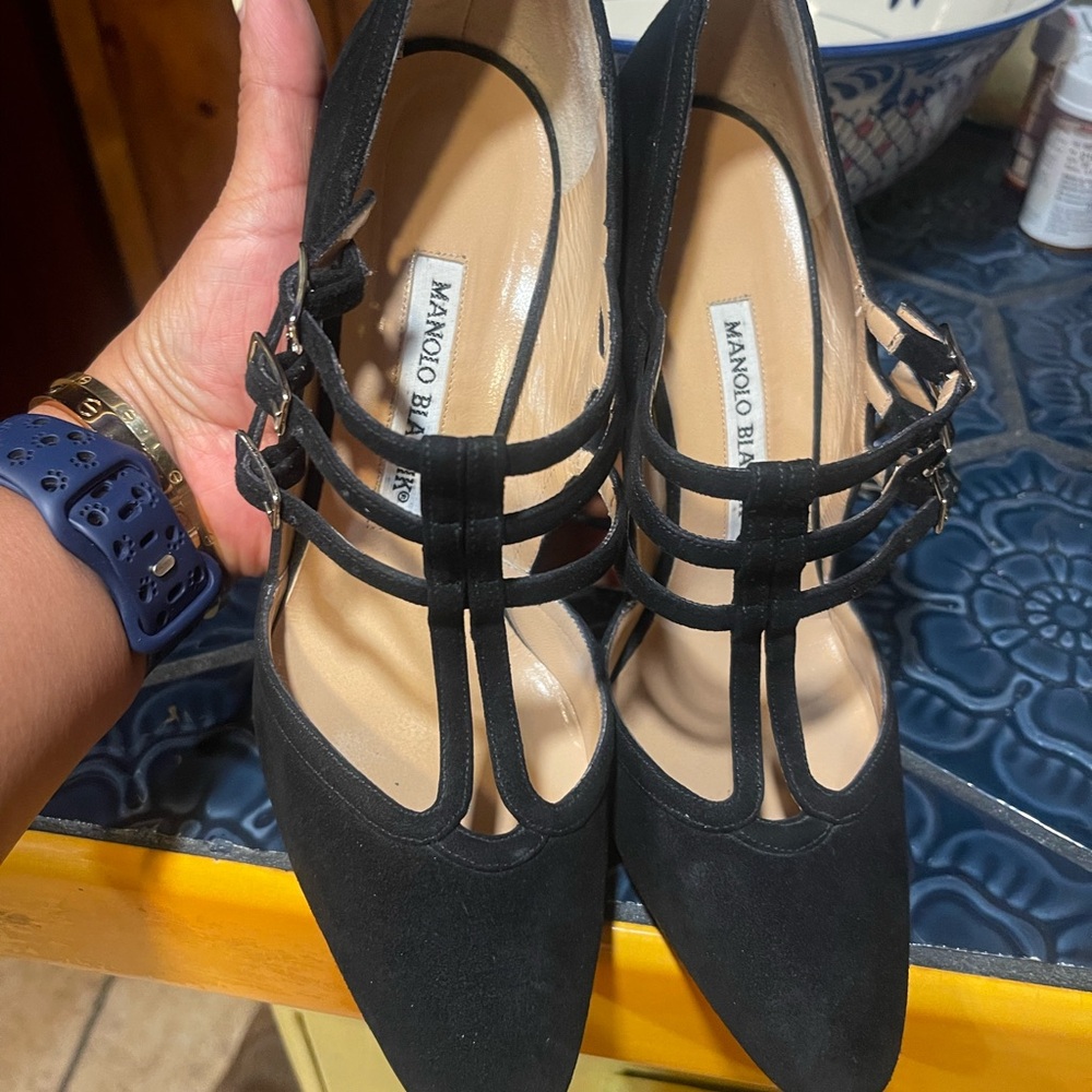 Manolo Blahnik Black Strappy Heels